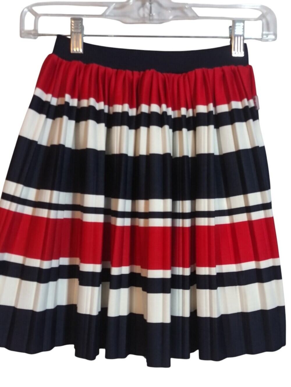 Boboli Sea Breeze Pleated Red, White & Navy Striped Skirt Size Girls 8